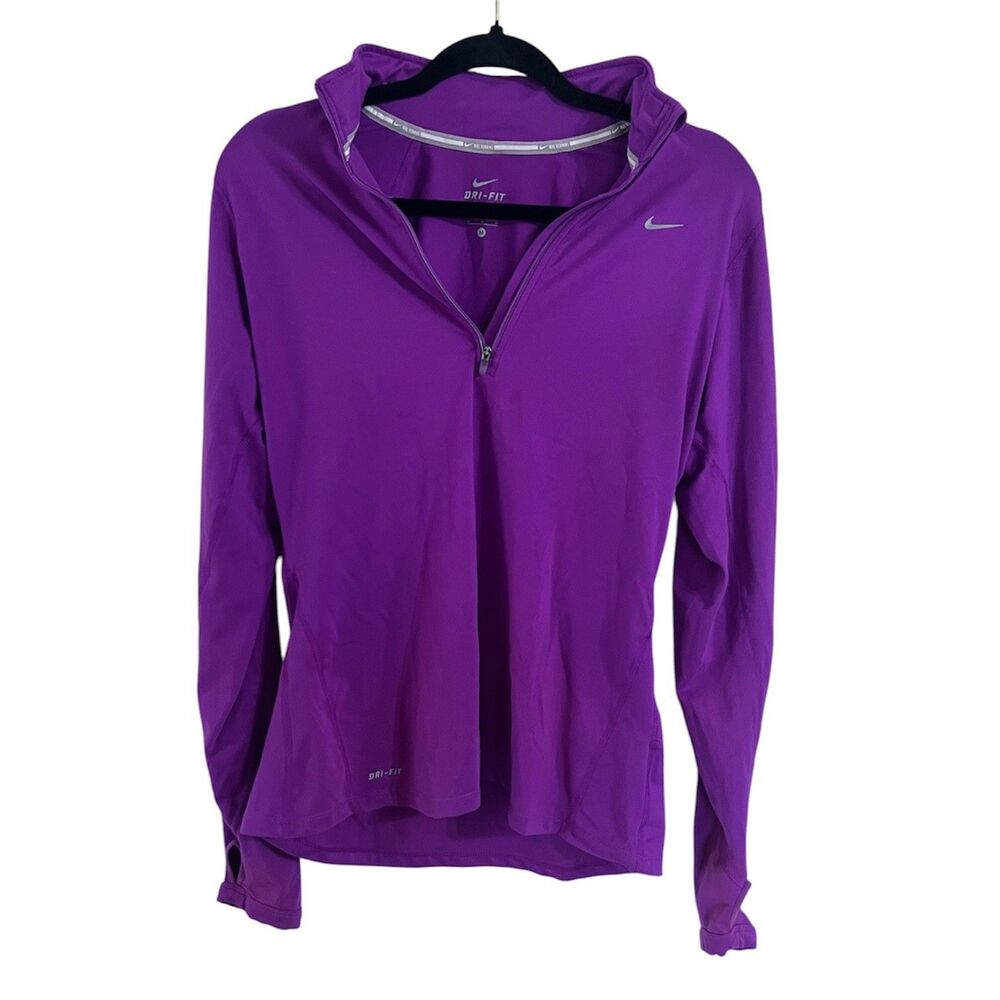 Nike Womens Purple Running Dri-Fit Long Sleeve Shirt Size Medium Athletic M